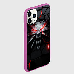 Чехол iPhone 11 Pro матовый Символ волка на плитах с подсветкой, цвет: 3D-фиолетовый — фото 2