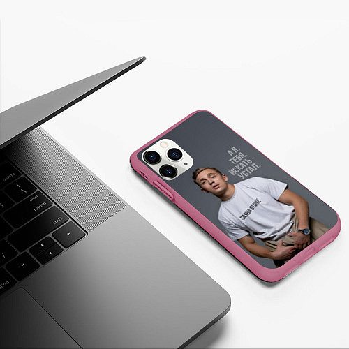 Чехол iPhone 11 Pro матовый Sasha Stone / 3D-Малиновый – фото 3