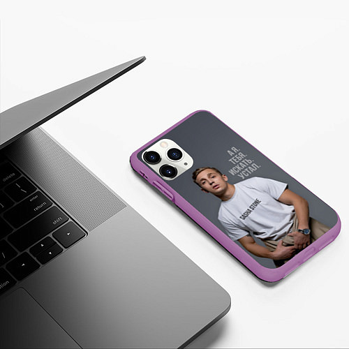 Чехол iPhone 11 Pro матовый Sasha Stone / 3D-Фиолетовый – фото 3