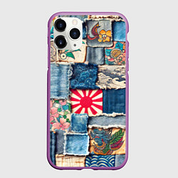 Чехол iPhone 11 Pro матовый Японское художество пэчворк, цвет: 3D-фиолетовый