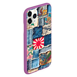 Чехол iPhone 11 Pro матовый Японское художество пэчворк, цвет: 3D-фиолетовый — фото 2