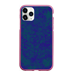 Чехол iPhone 11 Pro матовый Камуфляж синий с зелеными пятнами, цвет: 3D-малиновый