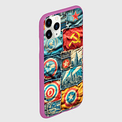 Чехол iPhone 11 Pro матовый Пэчворк джинсы в СССР, цвет: 3D-фиолетовый — фото 2