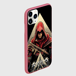Чехол iPhone 11 Pro матовый Assassins creed темный капюшон, цвет: 3D-малиновый — фото 2