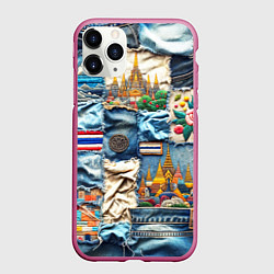 Чехол iPhone 11 Pro матовый Пэчворк из Тайланда, цвет: 3D-малиновый