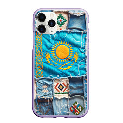 Чехол iPhone 11 Pro матовый Пэчворк джинсы в Казахстане, цвет: 3D-светло-сиреневый