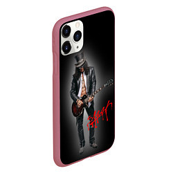 Чехол iPhone 11 Pro матовый Слэш музыкант группы Guns N Roses, цвет: 3D-малиновый — фото 2