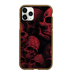Чехол iPhone 11 Pro матовый Кровавые черепа, цвет: 3D-коричневый