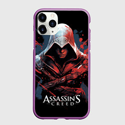 Чехол iPhone 11 Pro матовый Assassins creed красная краска, цвет: 3D-фиолетовый