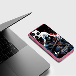 Чехол iPhone 11 Pro матовый Assassins creed мазки красок, цвет: 3D-малиновый — фото 2