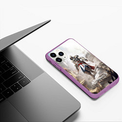 Чехол iPhone 11 Pro матовый Assassins creed town, цвет: 3D-фиолетовый — фото 2