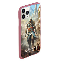 Чехол iPhone 11 Pro матовый Assassins creed старый город, цвет: 3D-малиновый — фото 2