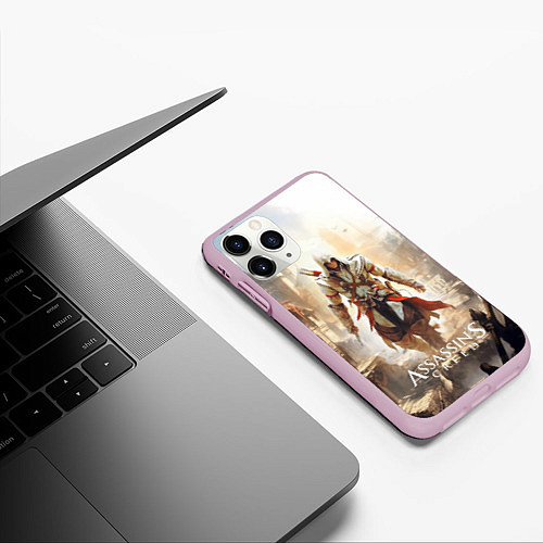 Чехол iPhone 11 Pro матовый Assassins creed старый город / 3D-Розовый – фото 3