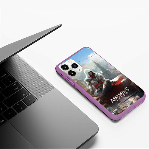 Чехол iPhone 11 Pro матовый Assassins creed poster game / 3D-Фиолетовый – фото 3