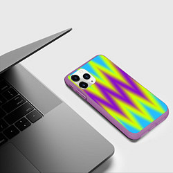 Чехол iPhone 11 Pro матовый Неоновые зигзаги, цвет: 3D-фиолетовый — фото 2