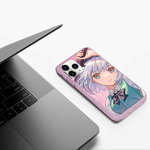 Чехол iPhone 11 Pro матовый Touhou Project Youmu Konpaku мило / 3D-Розовый – фото 3