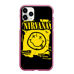 Чехол iPhone 11 Pro матовый Nirvana - смайлик, цвет: 3D-малиновый