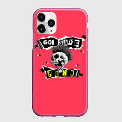 Чехол iPhone 11 Pro матовый God save pank, цвет: 3D-малиновый