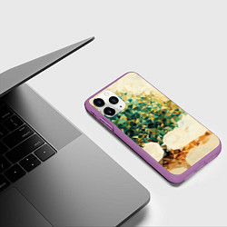 Чехол iPhone 11 Pro матовый Многоугольное дерево с листьями, цвет: 3D-фиолетовый — фото 2
