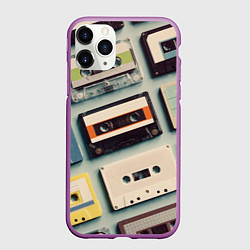 Чехол iPhone 11 Pro матовый Ретро аудио кассеты, цвет: 3D-фиолетовый