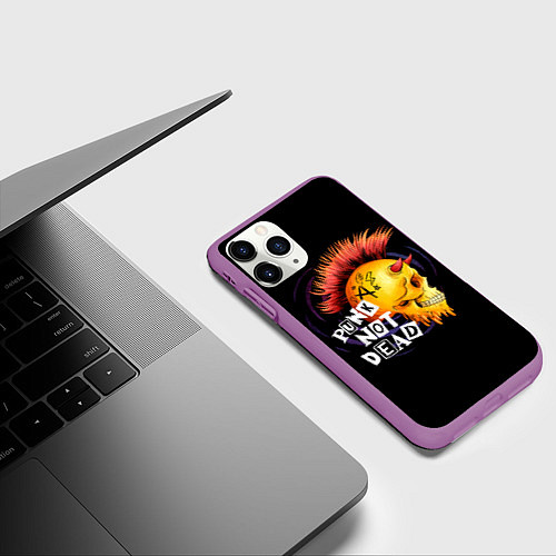 Чехол iPhone 11 Pro матовый Панк не умер / 3D-Фиолетовый – фото 3