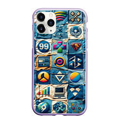 Чехол iPhone 11 Pro матовый Пэчворк деним из девяностых, цвет: 3D-светло-сиреневый