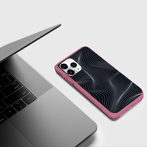 Чехол iPhone 11 Pro матовый Черная аннигиляция / 3D-Малиновый – фото 3