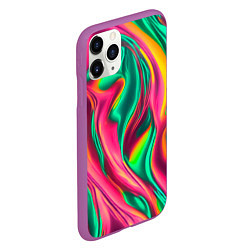 Чехол iPhone 11 Pro матовый Неоновый голографик, цвет: 3D-фиолетовый — фото 2