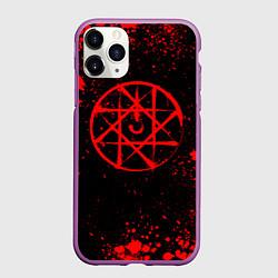 Чехол iPhone 11 Pro матовый Стальной алхимик - красные брызги, цвет: 3D-фиолетовый