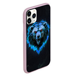 Чехол iPhone 11 Pro матовый Пылающая эмблема медведя, цвет: 3D-розовый — фото 2