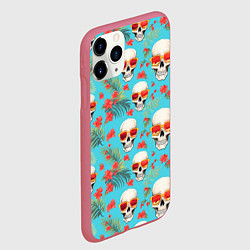 Чехол iPhone 11 Pro матовый Черепа и отпуск, цвет: 3D-малиновый — фото 2