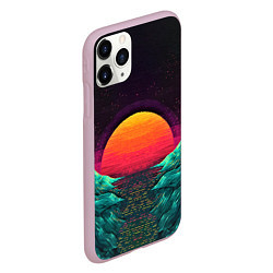 Чехол iPhone 11 Pro матовый Пиксельный ретро закат, цвет: 3D-розовый — фото 2