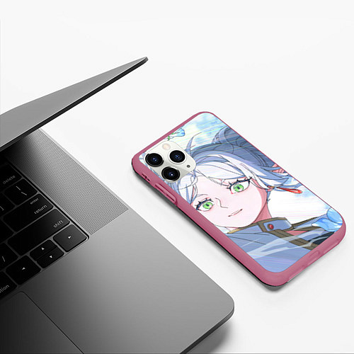 Чехол iPhone 11 Pro матовый Sousou no Frieren Фрирен beautiful smile / 3D-Малиновый – фото 3