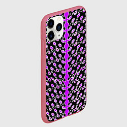 Чехол iPhone 11 Pro матовый Розовые киберпанк ячейки на чёрном фоне, цвет: 3D-малиновый — фото 2