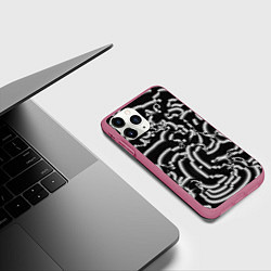 Чехол iPhone 11 Pro матовый Абстрактные объемные рельефы, цвет: 3D-малиновый — фото 2