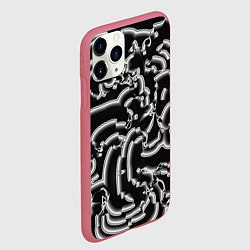 Чехол iPhone 11 Pro матовый Абстрактные объемные рельефы, цвет: 3D-малиновый — фото 2