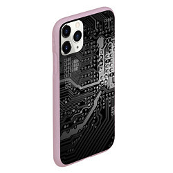 Чехол iPhone 11 Pro матовый Микросхема плата, цвет: 3D-розовый — фото 2