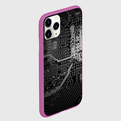 Чехол iPhone 11 Pro матовый Микросхема плата, цвет: 3D-фиолетовый — фото 2