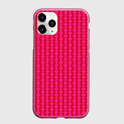 Чехол iPhone 11 Pro матовый Паттерн из красных кругов, цвет: 3D-малиновый