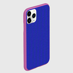 Чехол iPhone 11 Pro матовый Паттерн зеленые круги на синем, цвет: 3D-фиолетовый — фото 2
