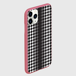 Чехол iPhone 11 Pro матовый Паттерн черных и белых квадратов, цвет: 3D-малиновый — фото 2