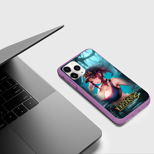 Чехол iPhone 11 Pro матовый League Of Legends Akali Kda / 3D-Фиолетовый – фото 3