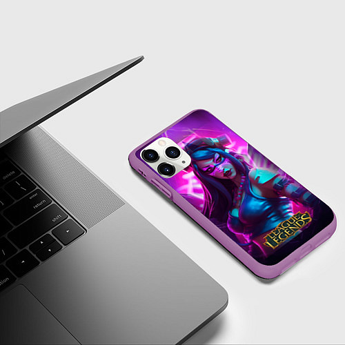 Чехол iPhone 11 Pro матовый League Of Legends Akali Kda / 3D-Фиолетовый – фото 3