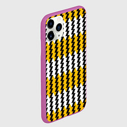 Чехол iPhone 11 Pro матовый Вертикальные жёлто-белые полосы, цвет: 3D-фиолетовый — фото 2