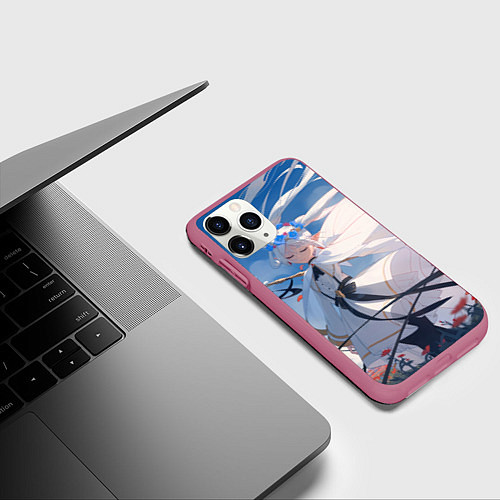 Чехол iPhone 11 Pro матовый Красавица Фрирен / 3D-Малиновый – фото 3