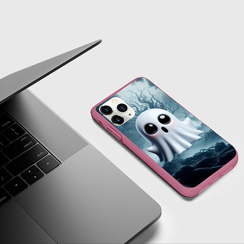 Чехол iPhone 11 Pro матовый Привидениус / 3D-Малиновый – фото 3