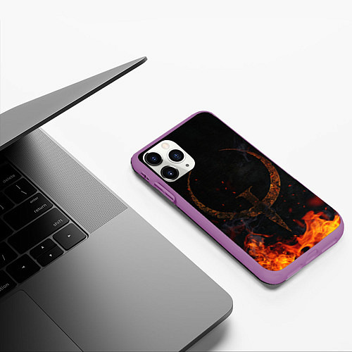 Чехол iPhone 11 Pro матовый Quake one / 3D-Фиолетовый – фото 3