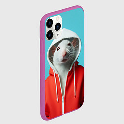 Чехол iPhone 11 Pro матовый Крыс в балахоне, цвет: 3D-фиолетовый — фото 2
