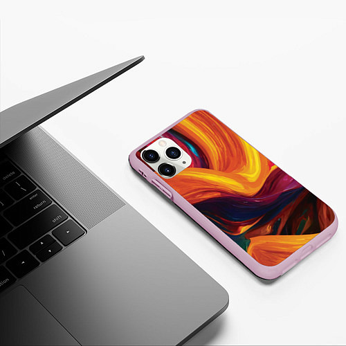 Чехол iPhone 11 Pro матовый Цветная абстракция colorful / 3D-Розовый – фото 3