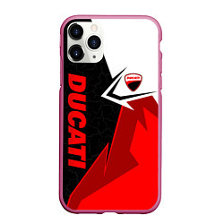 Чехол iPhone 11 Pro матовый Ducati moto - красная униформа, цвет: 3D-малиновый